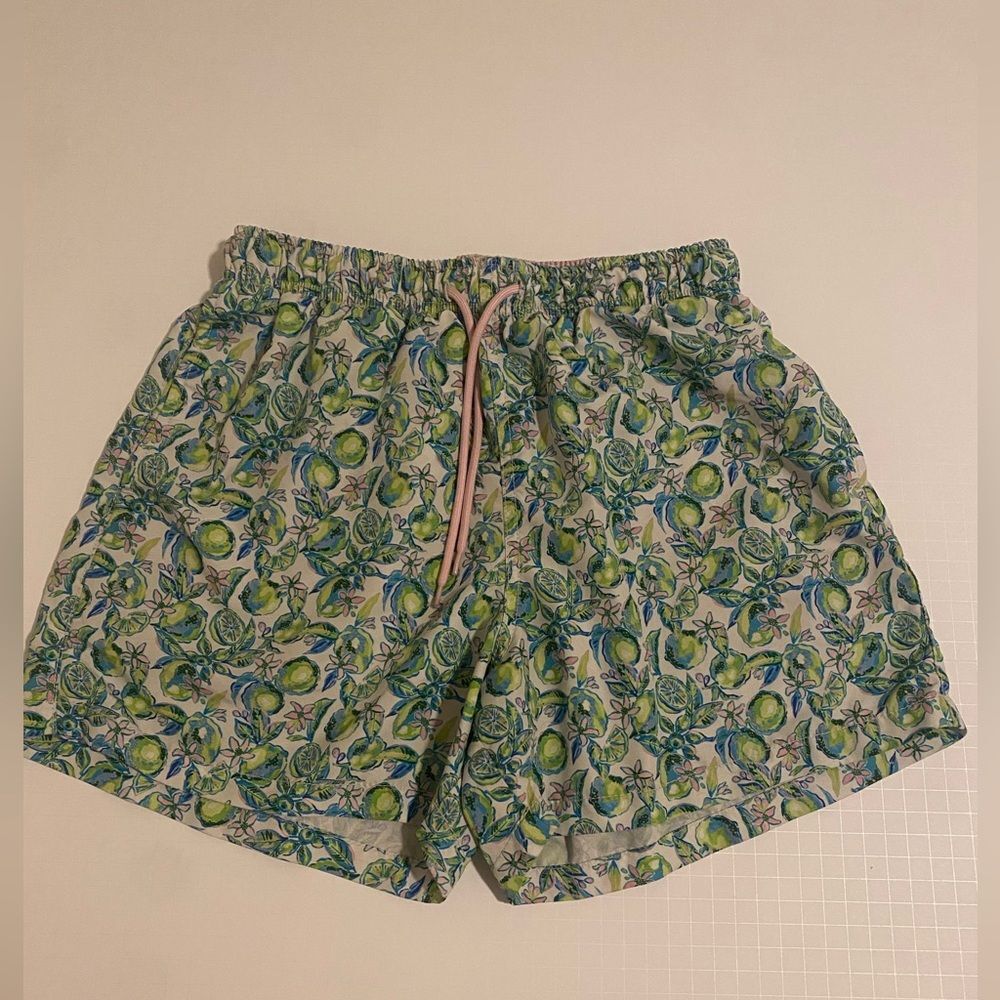 Happy Hour Lime Patterned Swim Shorts Small